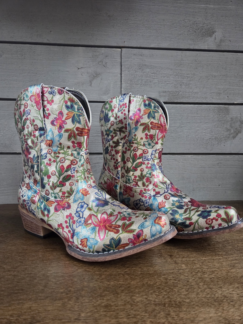 Roper Women's Ingrid Metallic Floral Western Booties Size 9